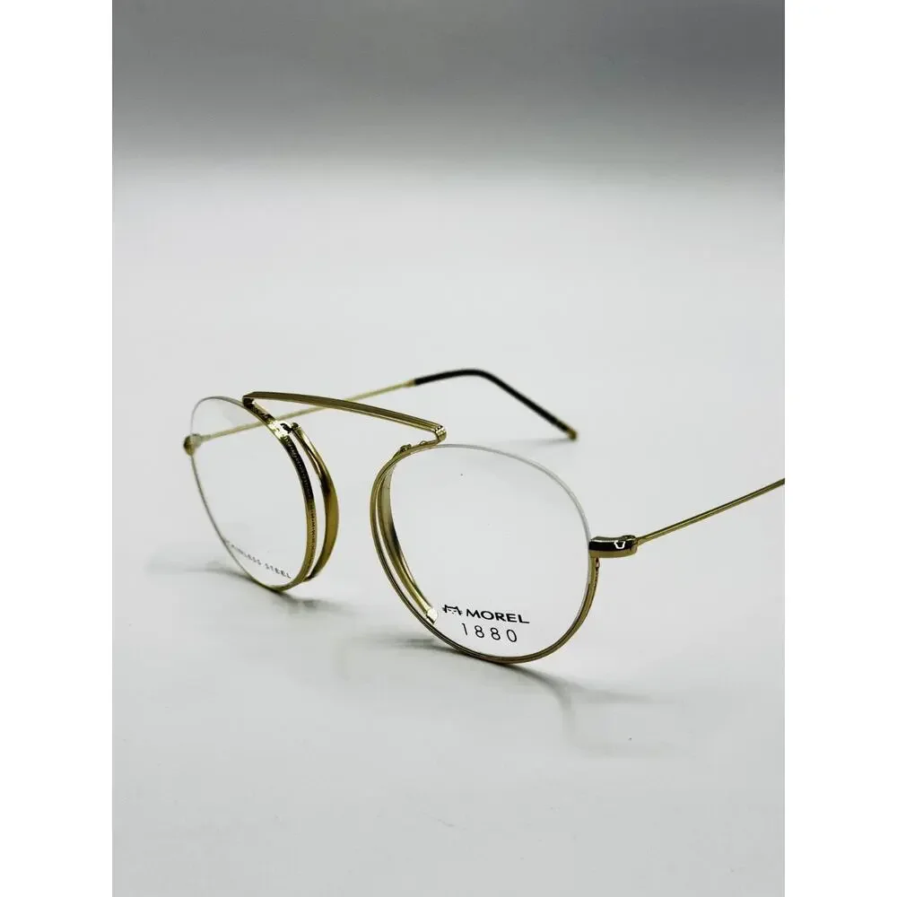 Morel 1880 Eyeglasses Frames Arsene 60122M-DM12 Gold Semi-Rimless 52-19-145